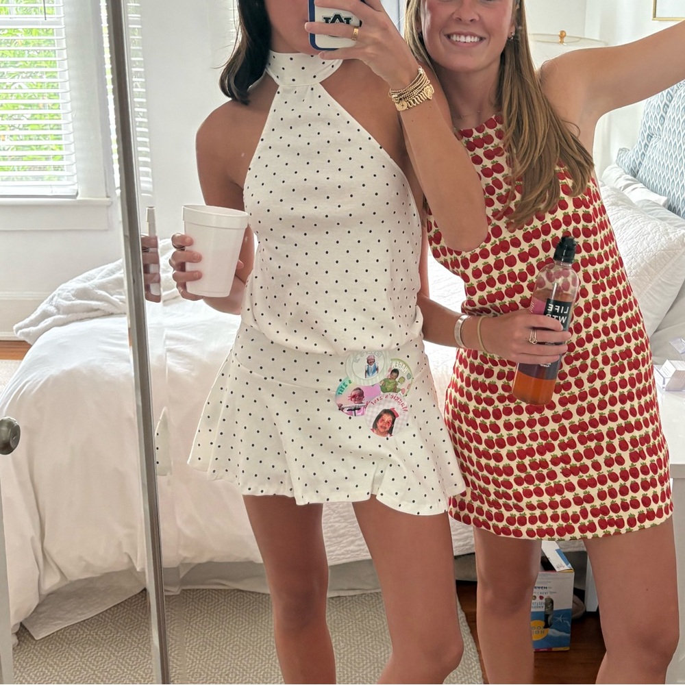 Jaded London White Polka Dot Halter Dress